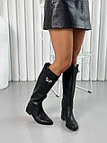 Чоботи жіночі шкіряні чорного кольору демісезонні, фото 2