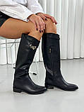 Чоботи жіночі шкіряні чорного кольору демісезонні, фото 3