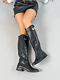 Чоботи жіночі шкіряні чорного кольору демісезонні, фото 5