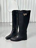 Чоботи жіночі шкіряні чорного кольору демісезонні, фото 7