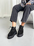 Черевики жіночі замшеві чорні демісезонні, фото 2