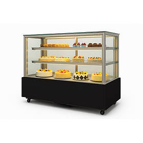Вітрина холодильна кондитерська 210 л Hurakan HKN-LPD210S BLACK чорна квадратне скло
