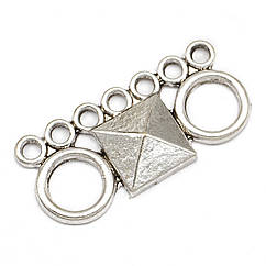 Конектор Прямокутний Біжутерний сплав, 9 отворів, Античне Срібло, 35.5х16.5х2мм, Отвір 2мм, 1 шт