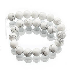 Намистини Натуральний Говліт, на Нитках, Круглі, Білий, 8мм, Отвір до 1мм, близько 22шт/17см/нитка