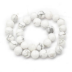 Намистини Натуральний Говліт Круглі, 4мм, Отвір 1мм, близько 38шт/17см/нитка