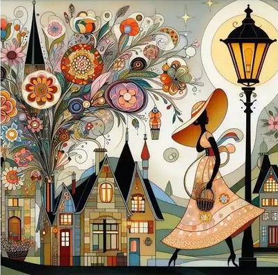 Набір для вишивання за нанесеною на канву схемою "Elegant lady".AIDA 14CT printed, 40*40 см