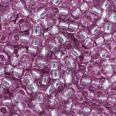 Бісер 78192 Чеський Preciosa 10/0, Прозорий зі срібною смугою TSL, Рожевий, Круглий, 50 г, фото 1