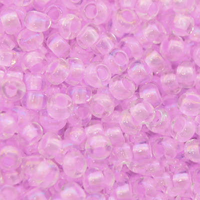 Бісер 58526 Чеський Preciosa 10/0, Прозорий райдужний TR, Рожевий, Круглий, 50 г, фото 1