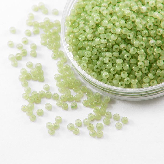 Бісер 02153 Чеський Preciosa 10/0, Алебастр Кольоровий DA, Зелений, Круглий, 50 г, фото 1