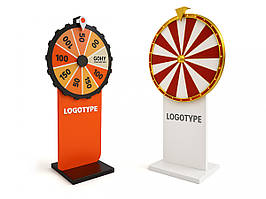 Колесо фортуни на стійці з фірмовим брендингом, діаметр колеса 1100 мм (Ламінація: Без ламінації; )