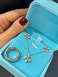 Комплект підвіска, каблучка та сережки Срібло 925, фото 4