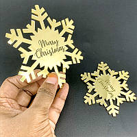 Набір дзеркальних топерів СНЕЖИНКИ Merry Christmas золото 2 шт.