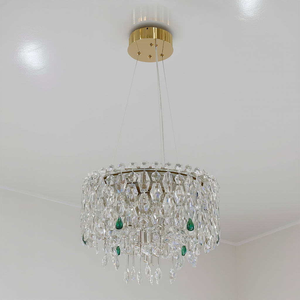 Кришталева лед люстра з підвісками Artlight 93W до 20 м² колір Золотистий 012/500AGD, фото 1