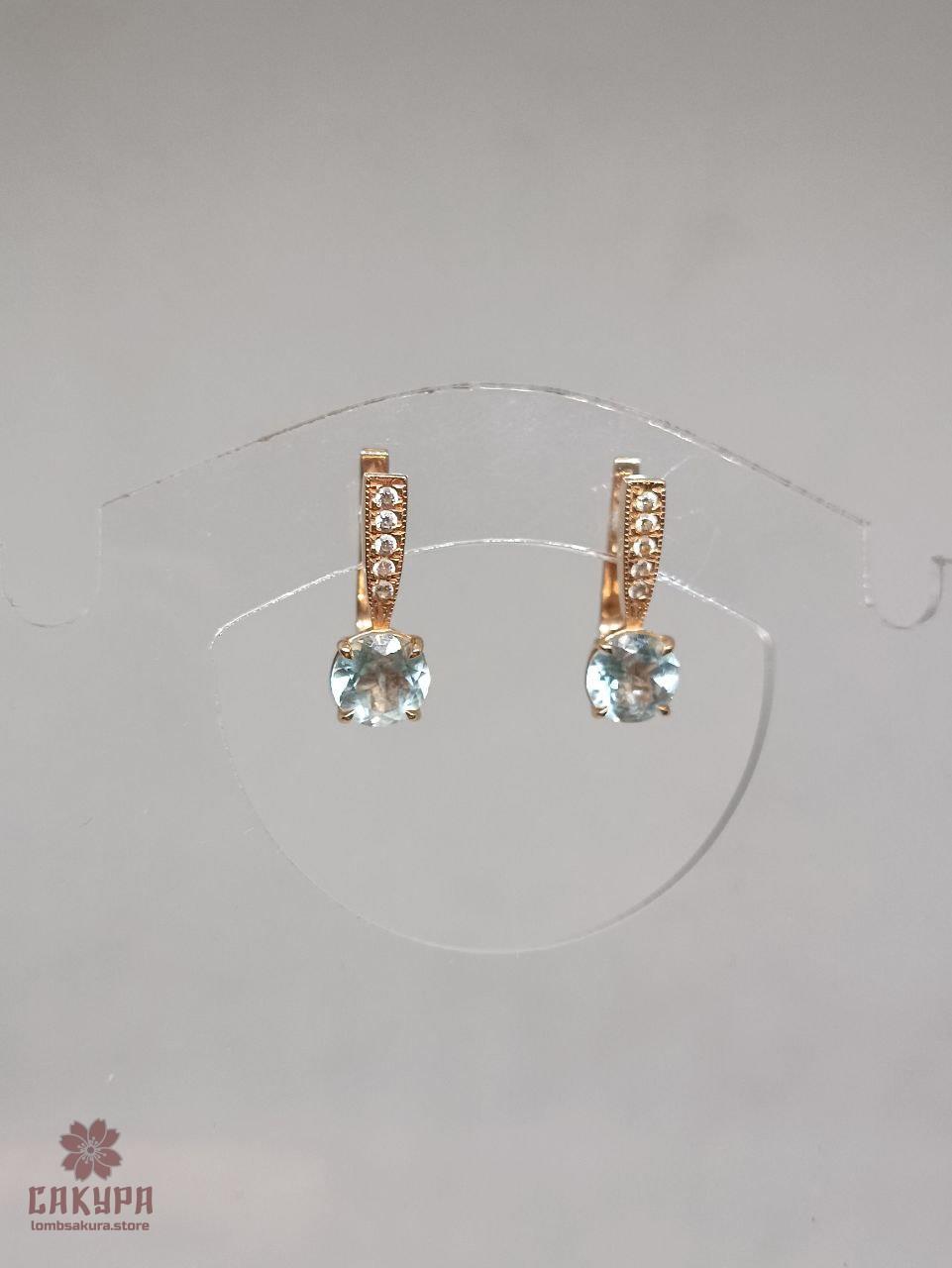 Золоті Сережки зі вставкою цирконій, фото 1