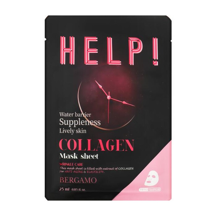 Тканинна маска для обличчя з колагеном Bergamo Help Mask Pack [Collagen] 1ea, фото 1
