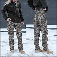Тактичні штани жіночі зимові піксель софтшелл армійські штани міцні вітрозахисні для військовослужбовців