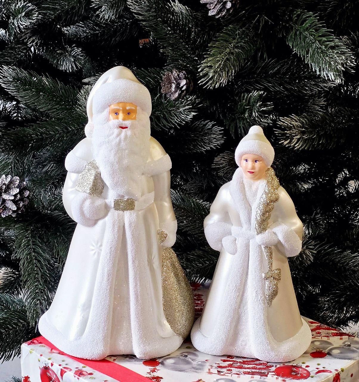 Дід Мороз і Снігурочка — красива іграшка для ялинки чи святкового декору 33см