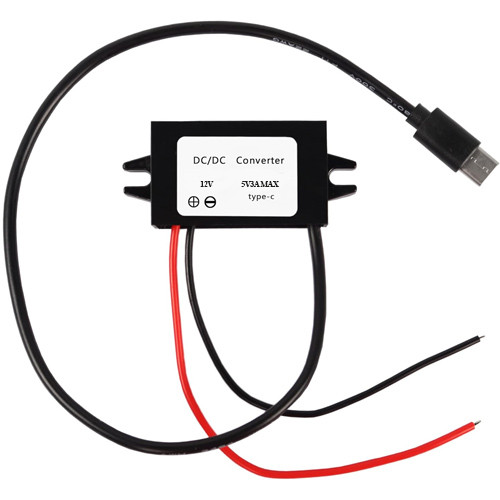 Перетворювач напруги 12В-5В 3А Type-C, прихована проводка авто, фото 1