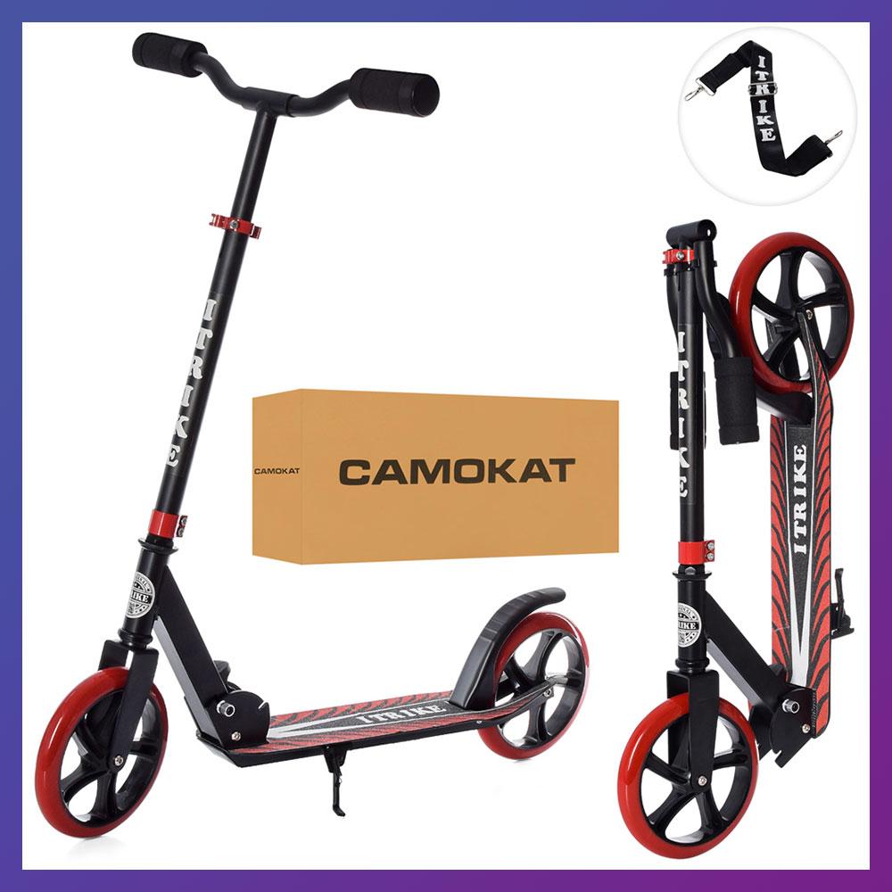 Самокат міський двоколісний для дітей від 8 років з ножним гальмом ITRIKE SR 2-010-10-B-R Чорний, фото 1