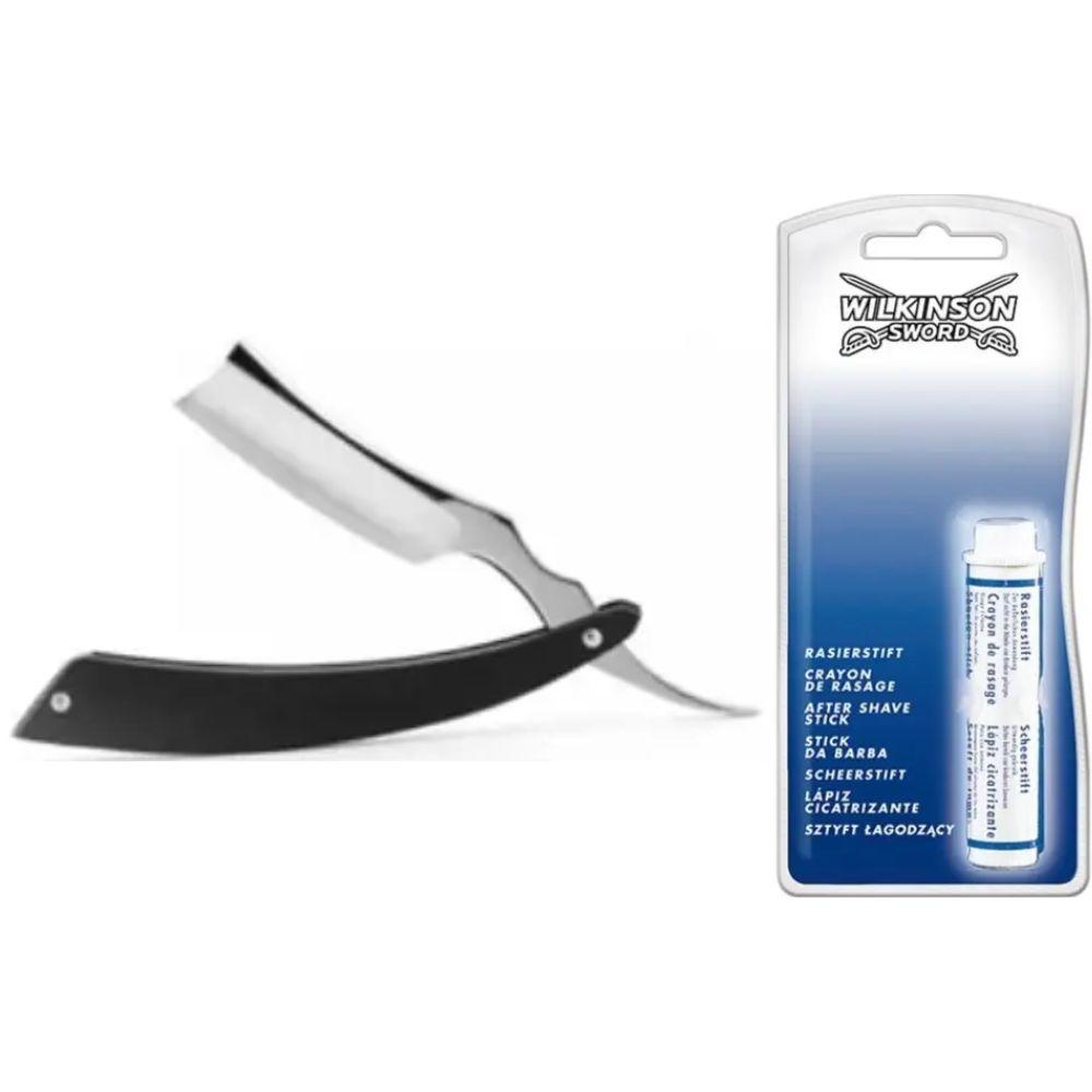Небезпечна бритва/шавета розкладна Straight Razor + кровоспинний олівець Wilkinson Sword After Shave Stick, фото 1