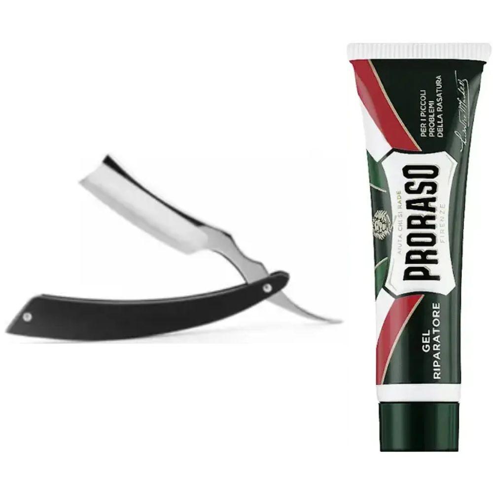 Небезпечна бритва/шавета розкладна Straight Razor + гель від порізів Proraso Razor Cut Repair Gel, фото 1