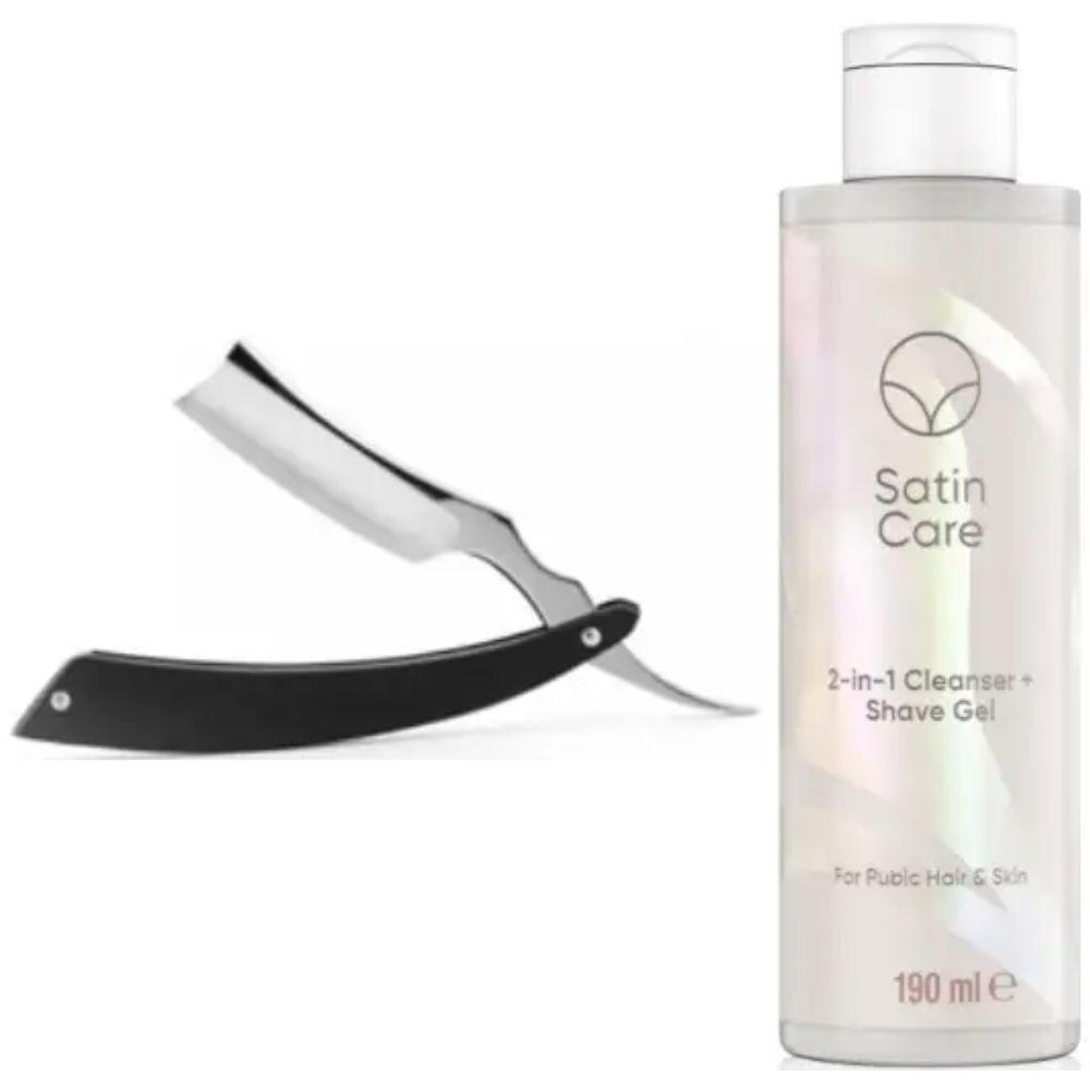 Небезпечна бритва/шавета розкладна Straight Razor + гель для гоління Gillette Venus Venus Satin Care 2 в 1, фото 1