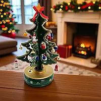 Новорічна Ялинка дерев'яна обертова заводна