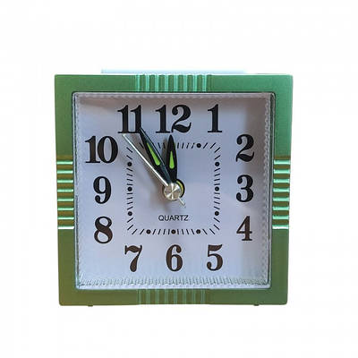 Настільний годинник-будильник з підсвіткою кварцовий XD-794 7.5×7.5 см Зелений