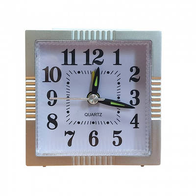 Настільний годинник-будильник з підсвіткою кварцовий XD-794 7.5×7.5 см Сірий