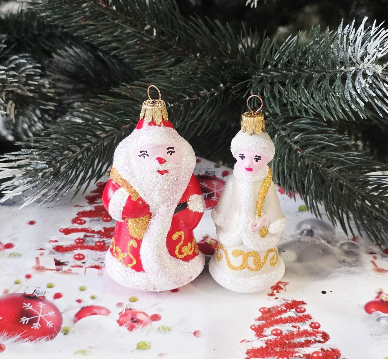 Дід Мороз і Снігурочка — красива іграшка для ялинки, фото 1