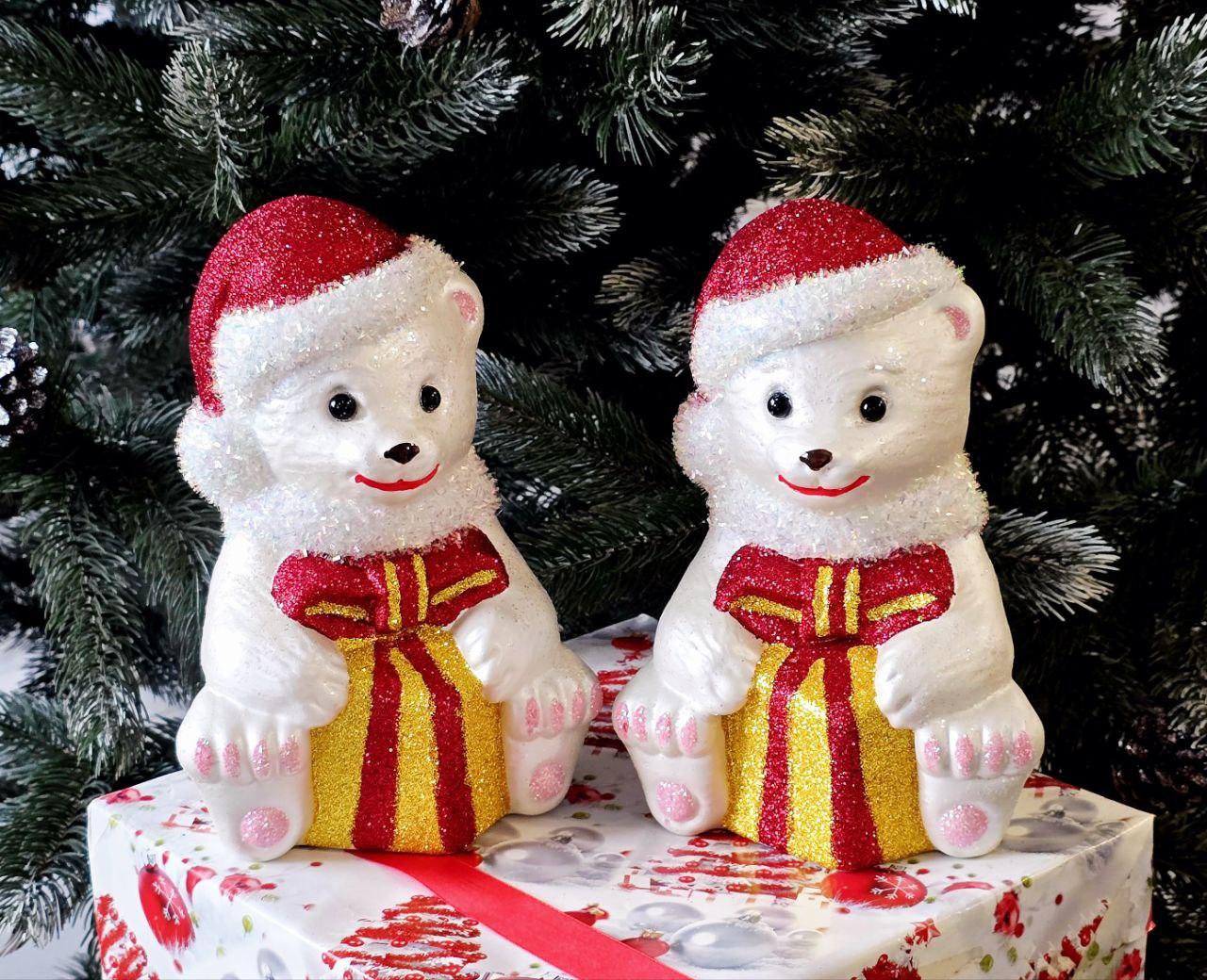 Ведмедик — красива іграшка для ялинки чи святкового декору 26см, фото 1