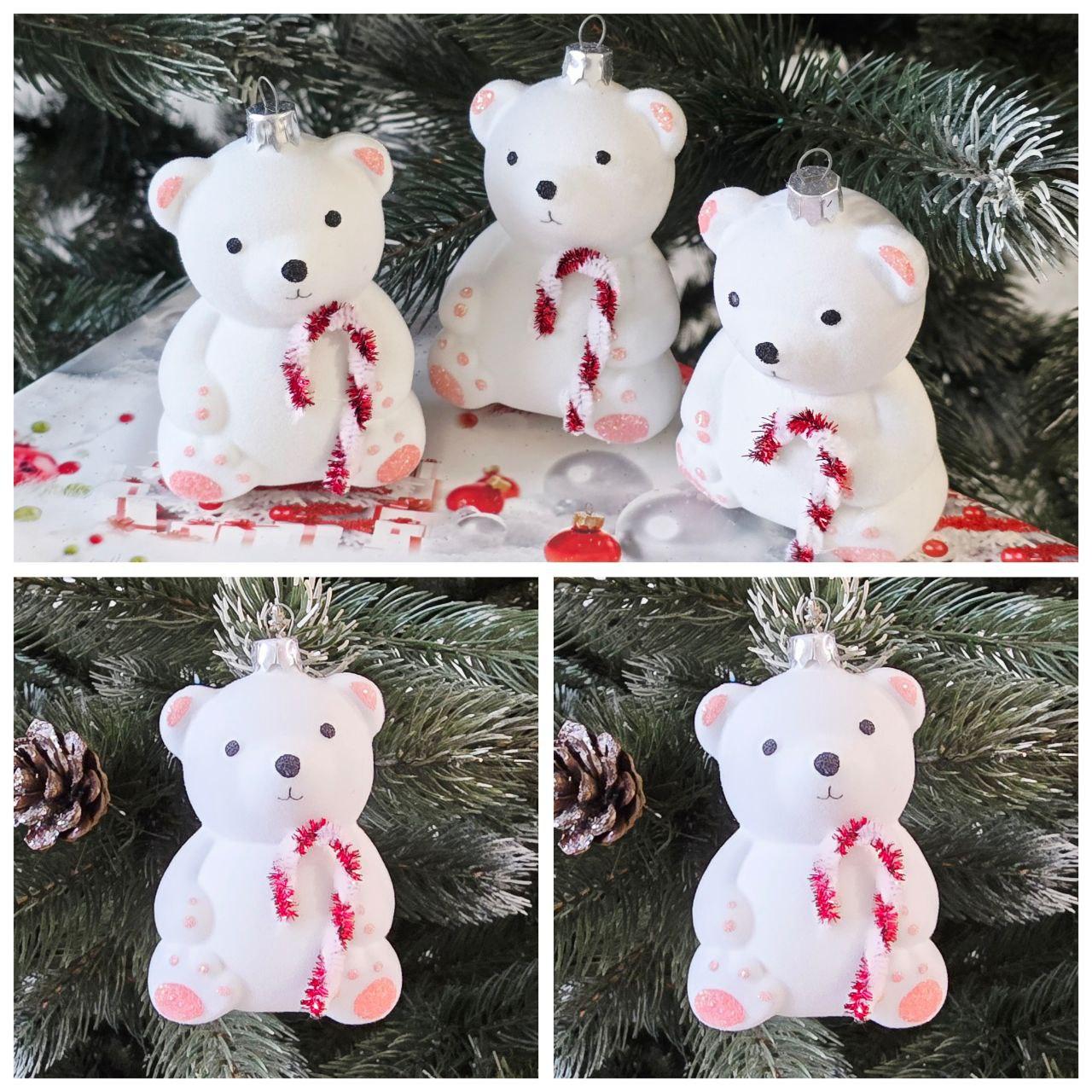 Ведмедик — красива іграшка для ялинки бархат