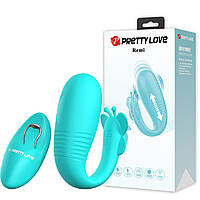 Вібратор Пульсатор для пар метелик з пультом дистанційного керування зеленого кольору Lybaile Pretty Love Remi Кайф