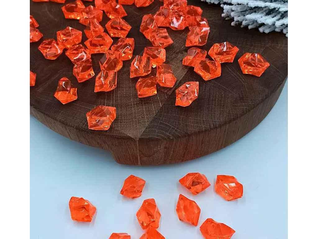 Кристали для Декору помаранчевий Штучний лід 300г≈150шт 24*17мм ТМ КИТАЙ, фото 1