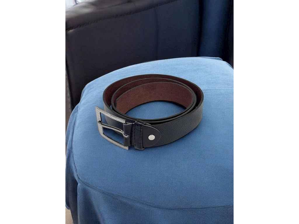 Ремінь 3,5см чорний чоловічий класичний екошкіра м.116-2 ТМ SP, фото 1