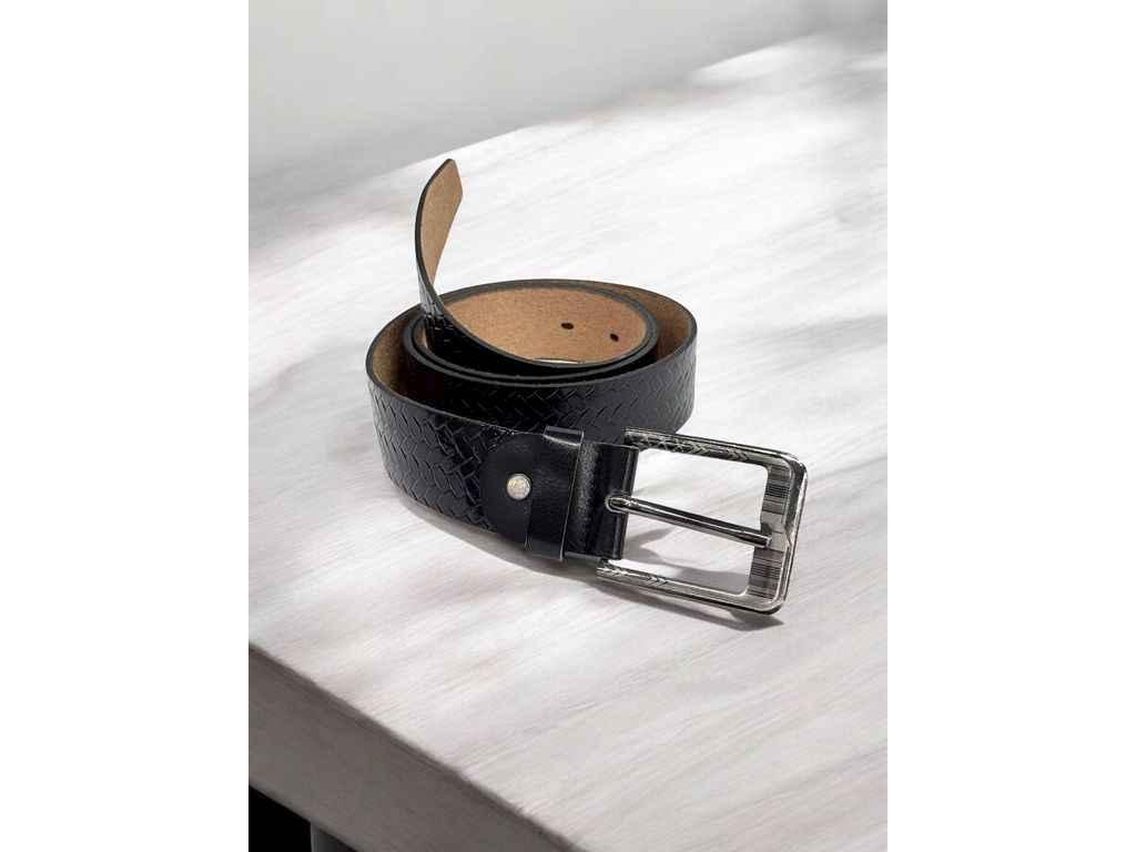 Ремінь 3,5см чорний чоловічий класичний екошкіра м.1-7 ТМ SP, фото 1