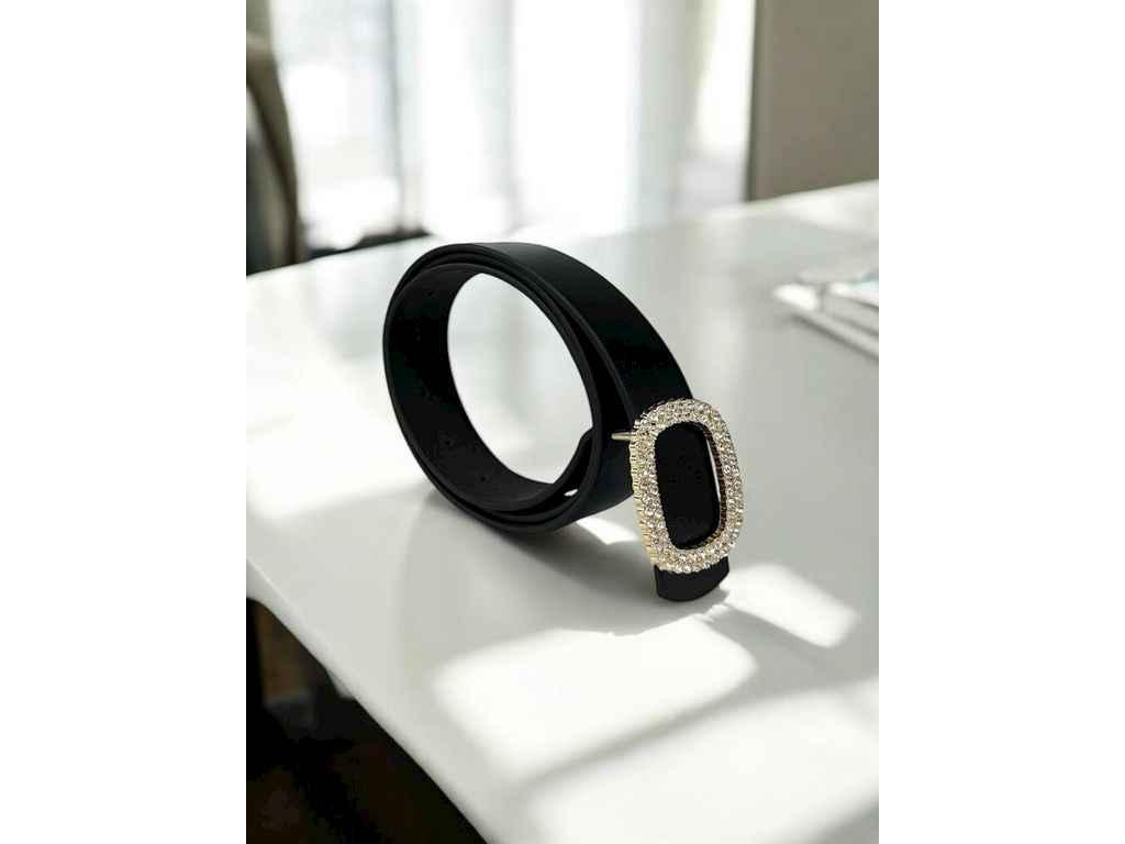 Ремінь жіночий 3см чорний гвоздик екошкіра м.XL-12/1 ТМ SP, фото 1