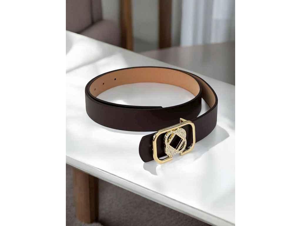 Ремінь жіночий 3см коричневий гвоздик екошкіра м.XL-12/5 ТМ SP, фото 1