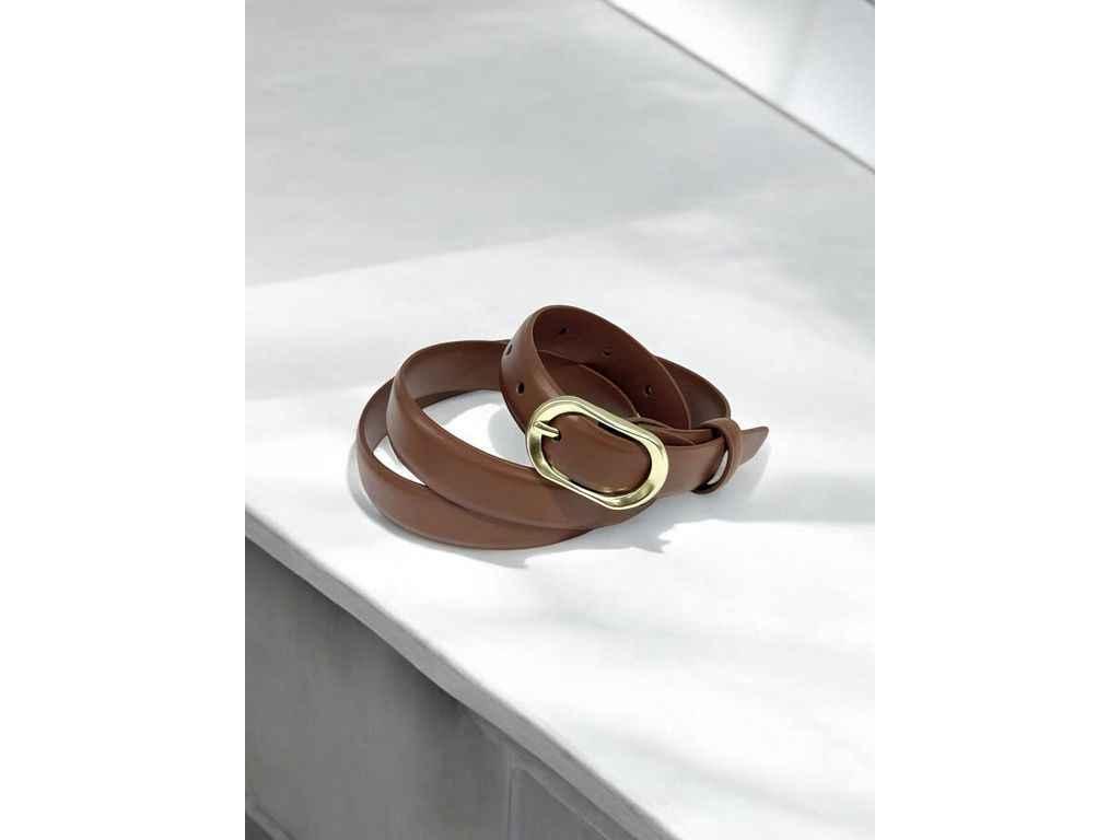 Ремінь 2,5см коричневий класичний екошкіра м.12 ТМ SP, фото 1