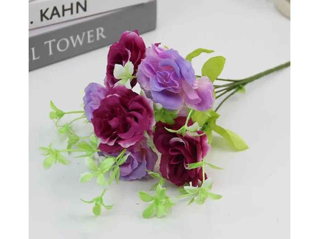 Букет Троянда 5*3,5см 6бут 26см .к.Троянда-№01 бузковий ТМ КИТАЙ, фото 1