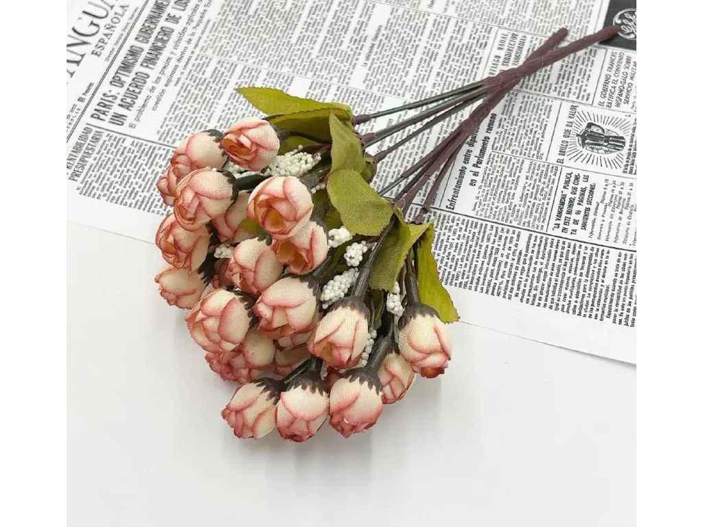 Букет пудровий міні трояндок 2см 14-15бут 21см ТМ КИТАЙ, фото 1