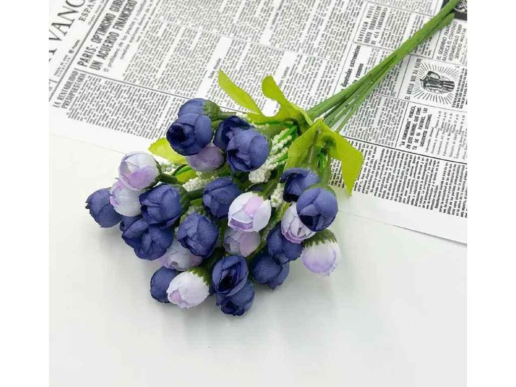 Букет синійблакитний міні трояндок 2см 14-15бут 21см ТМ КИТАЙ, фото 1