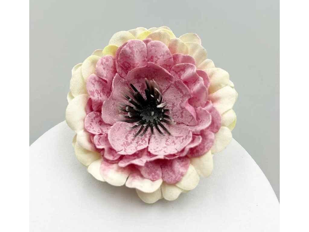 Головки штучних квітів молочний Мак Ø6см з рожевою серединкою (163) ТМ КИТАЙ, фото 1