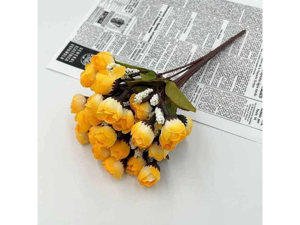 Букет насичено-жовтий міні трояндок 2см 14-15бут 21см ТМ КИТАЙ, фото 1