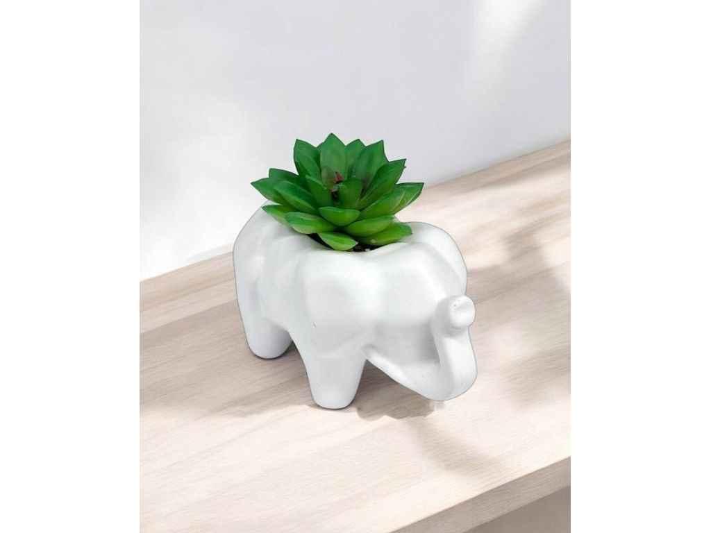 Штучний міні-сукулент в горщику м.KC-71 білий ТМ SP, фото 1