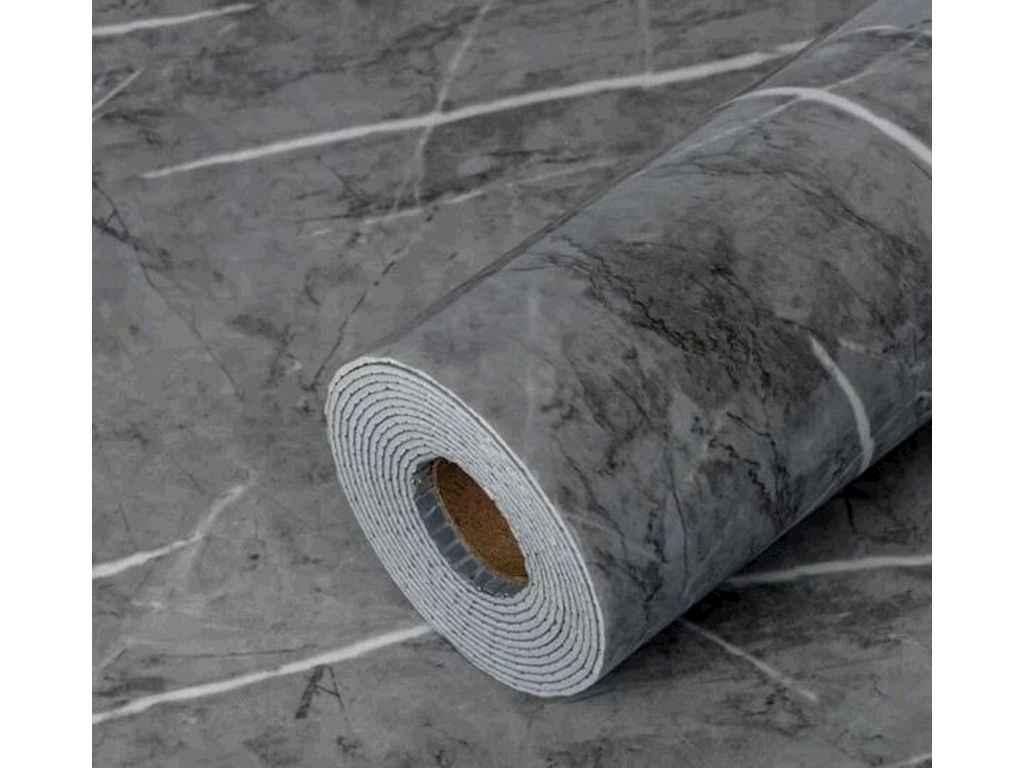 Самоклеюча PET плитка рулоні 600*3000мм WB-YC-120 (Темно-сірий мармур) ТМ D-C-Fix, фото 1
