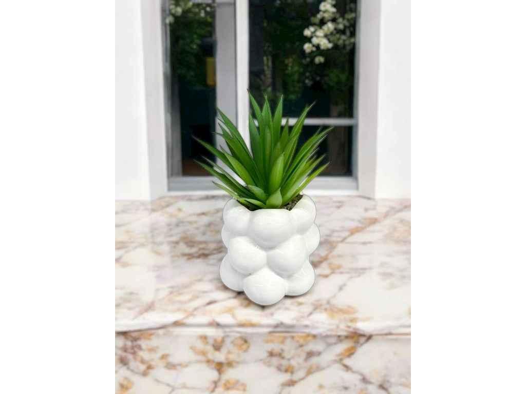 Штучний міні-сукулент в горщику м.KC-72 білий ТМ SP, фото 1