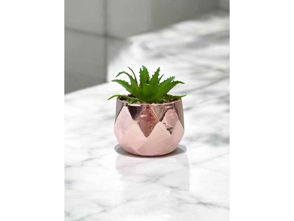 Штучний міні-сукулент в горщику м.6-2 рожевий ТМ SP, фото 1