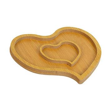 Менужниця дерев'яна «Серце» 21*20*2 см Набір 2 штуки романтична тарілка для закусок з двох секцій