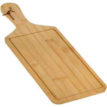 Дерев'яна сервірувальна дошка для подачі страв і закусок 33×14 см прямокутна форма з ручкою і бортиком